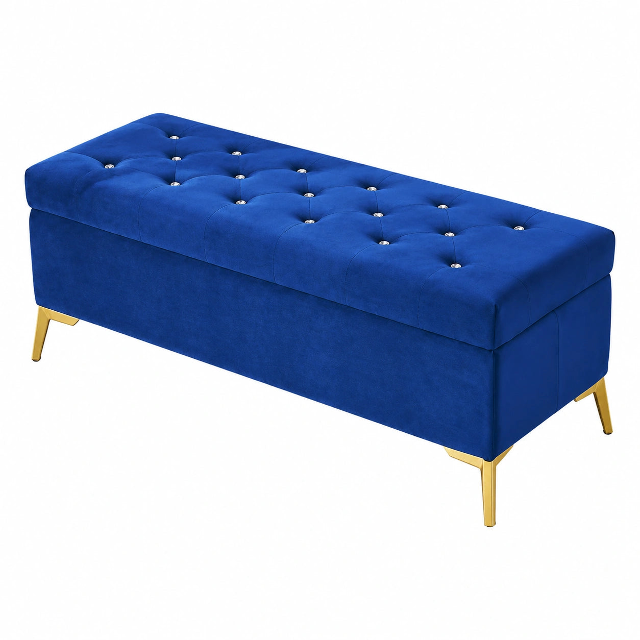 Moderner Polsterhocker mit Kristallknopf und Stauraum, ideal für Flur und Wohnzimmer