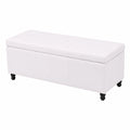 Moderner gepolsterter Hocker aus weißem Leder – Eleganter Stauraum für Wohn- und Schlafzimmer, 99 x 43 x 43 cm