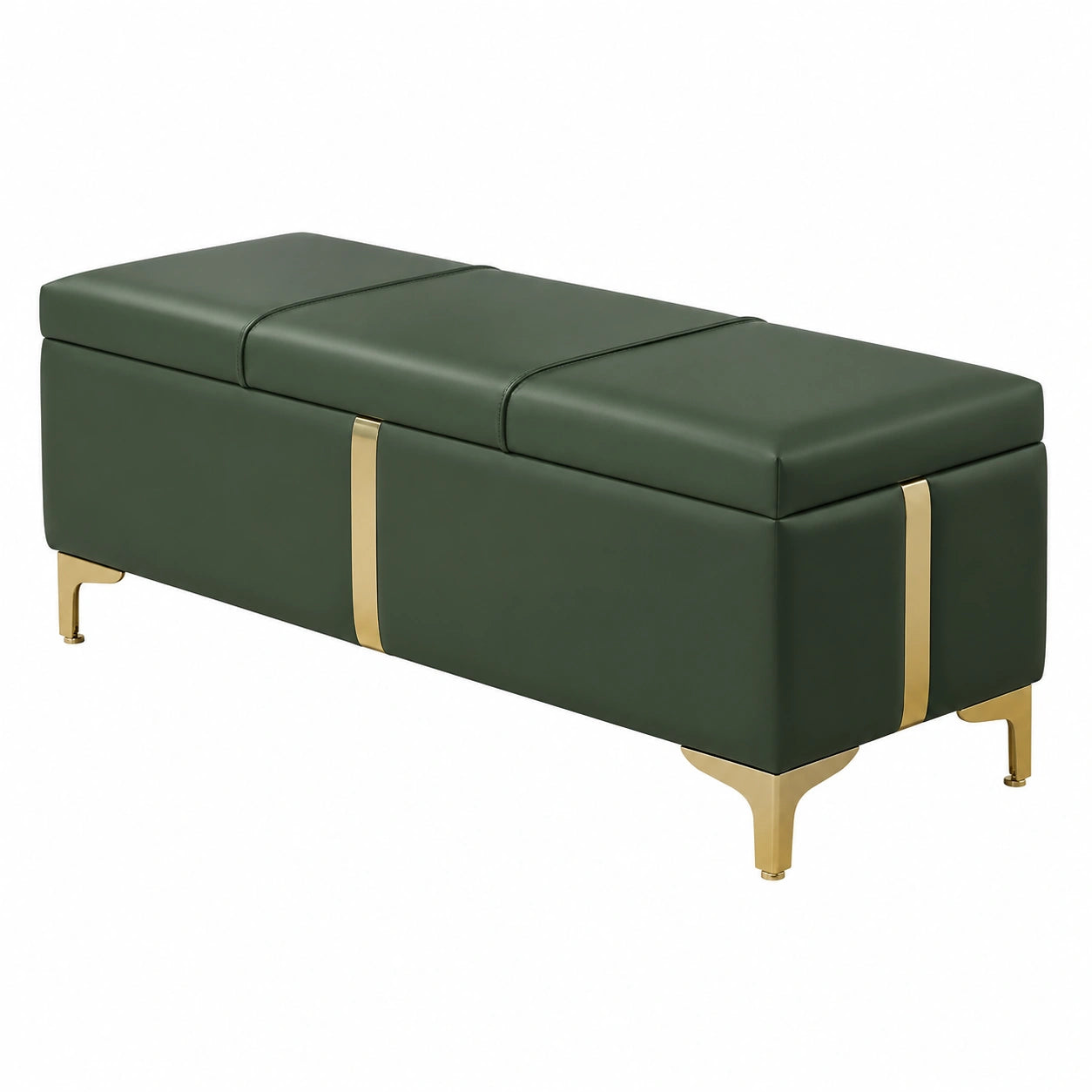 Eleganter Grüner Polsterhocker mit Stauraum, 90 cm - Ideal für Wohnzimmer, Schlafzimmer und Flur