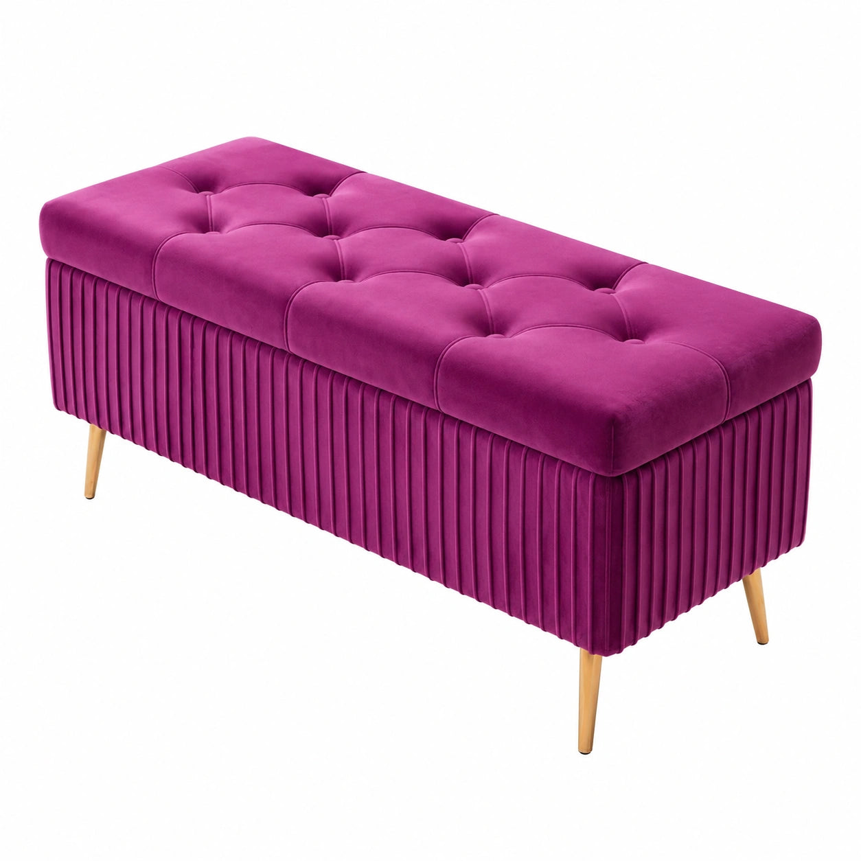 Elegante Polsterbank mit Stauraum, lila, 100 cm, für Wohnzimmer, Flur und Schlafzimmer