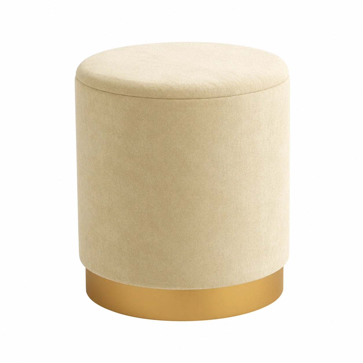 Eleganter Runder Samt-Hocker in Aprikose, 31 x 37 cm, Bequeme Sitzgelegenheit