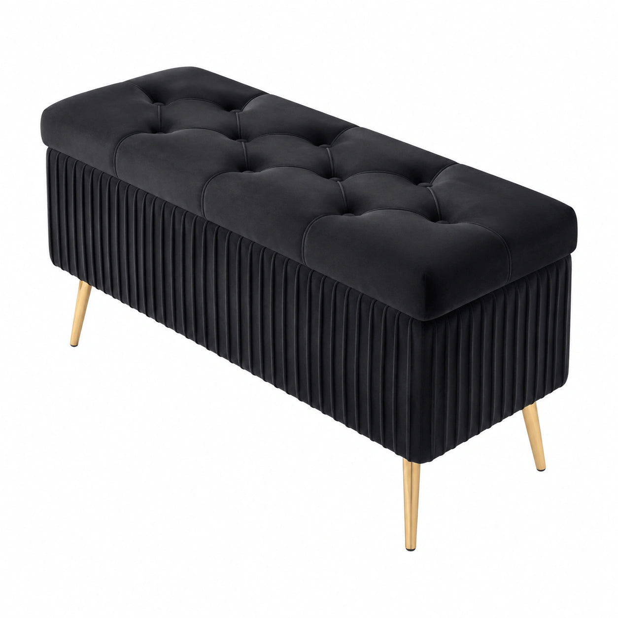 Vielseitige Sitzbank mit Stauraum für Wohnzimmer und Schlafzimmer, 100 cm, Schwarz