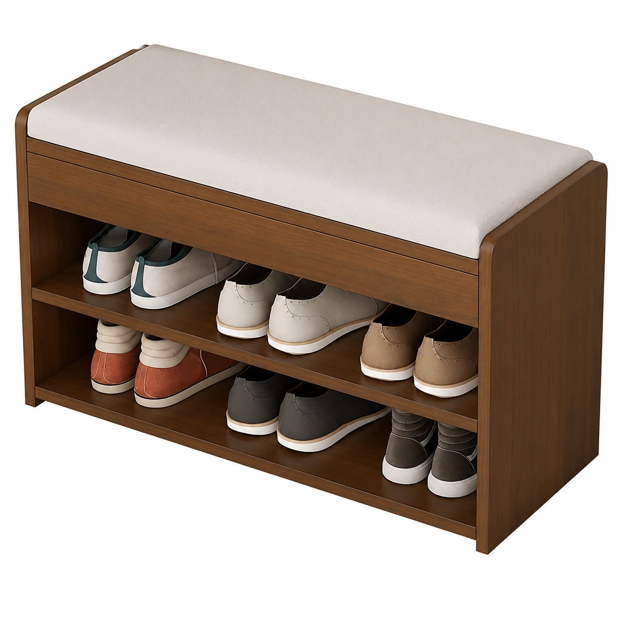 Elegante Schuhbank mit Polster, 2 Etagen, für Flur & Eingang