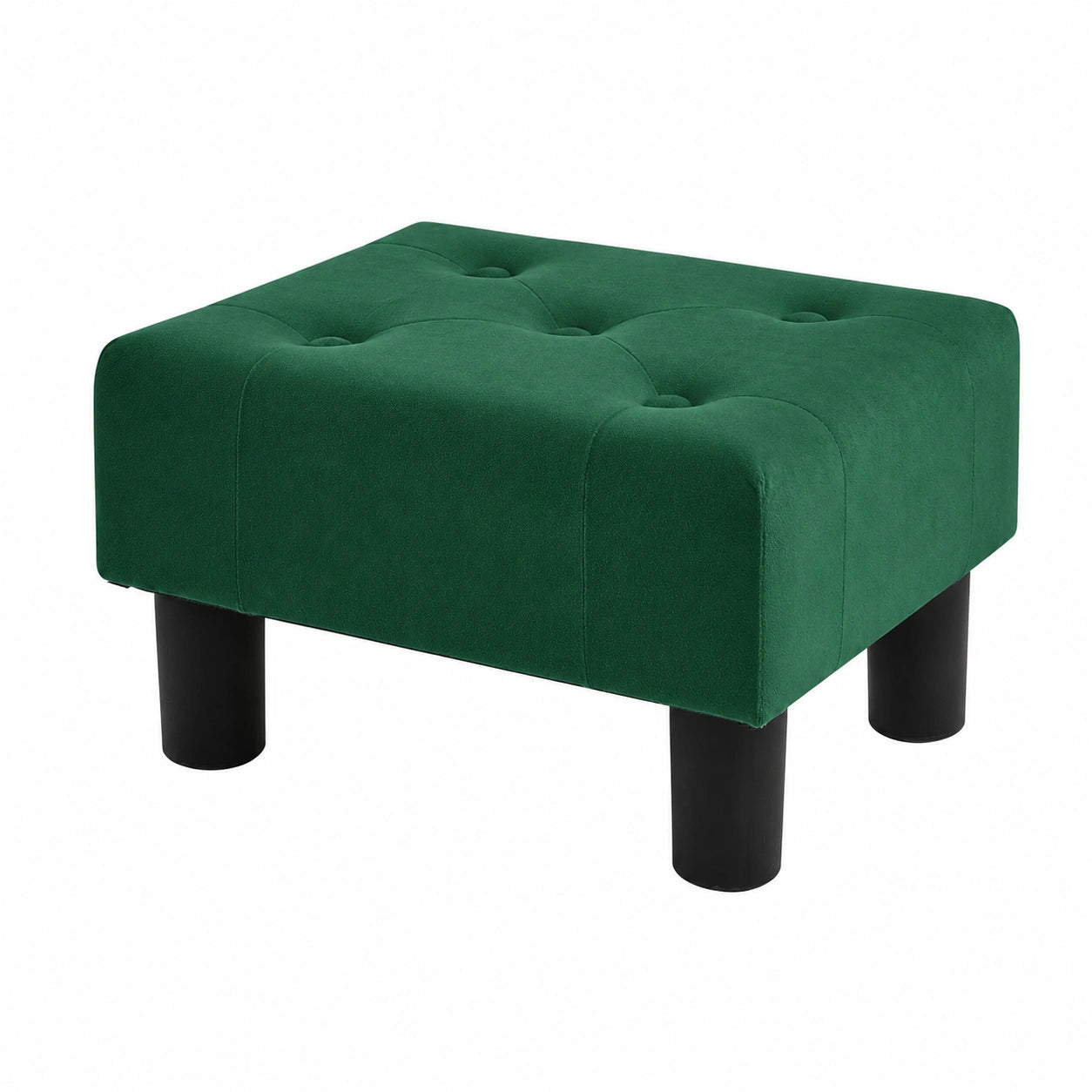 Eleganter Samt-Fußhocker mit Kunststoffbeinen, vielseitige Nutzung für Wohnzimmer, Büro und mehr, in Grün